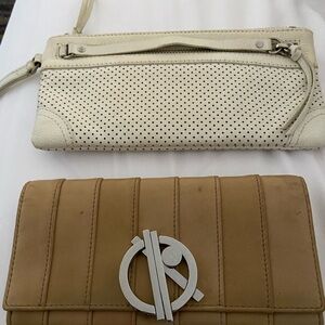 Banana Republic Tan and White Clutch Duo. All Leather